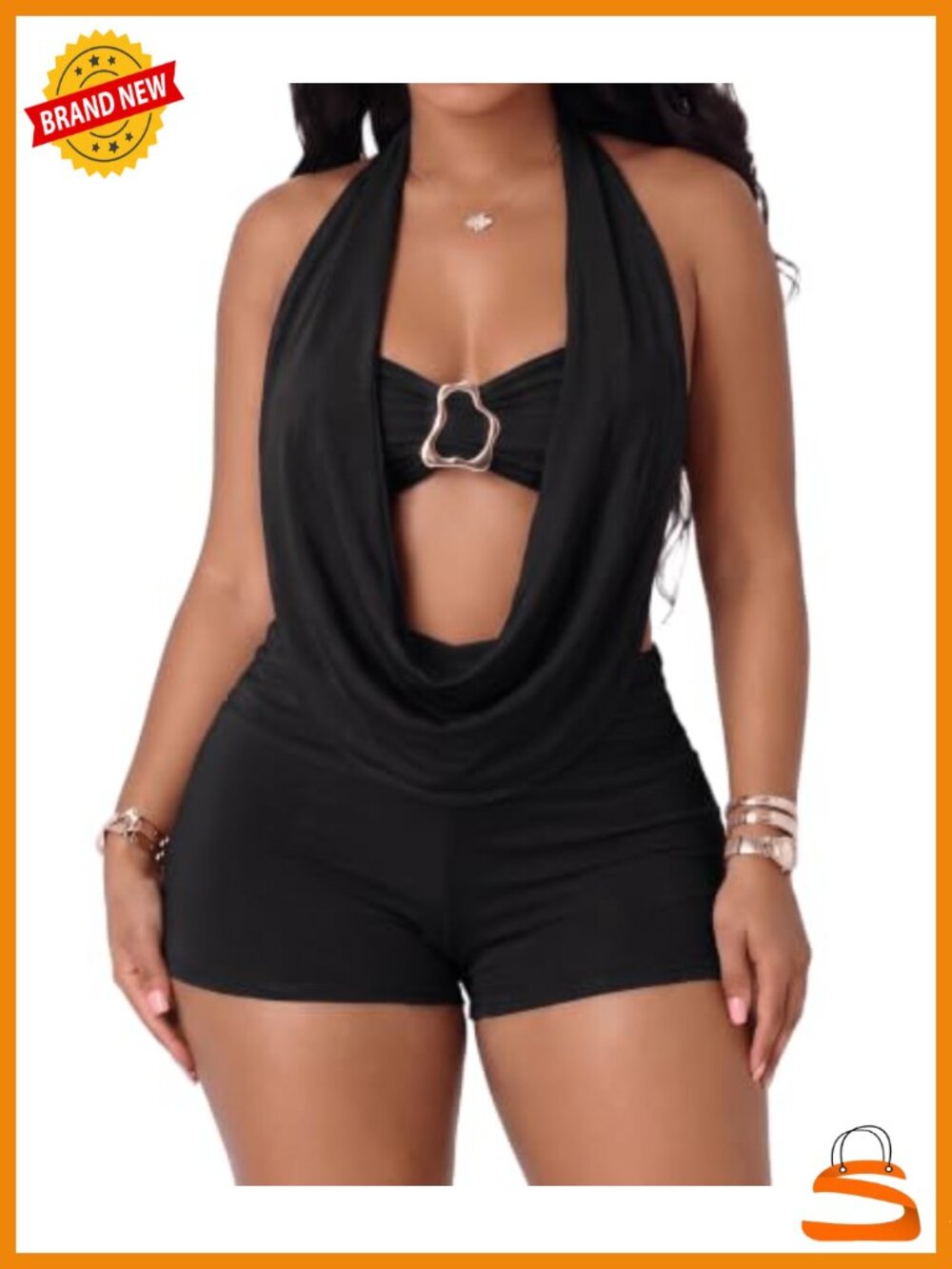 Sexy 2 Piece Club Outfit Halter Crop Top & Bodycon Shorts Set